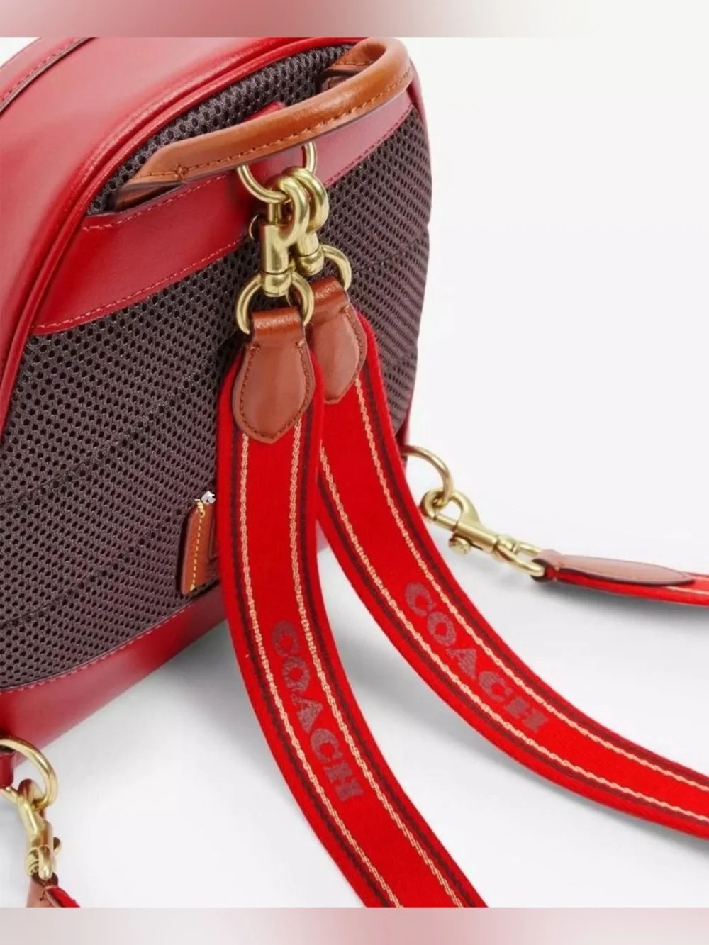 New Coach Charter Backpack in Signatr Coated Canvas & Leather: Red/Bge/Brw/Prpl.